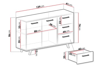 Escaldes Kommode 41x139 cm - Grønn/Gull - Oppbevaring - Oppbevaringsmøbler - Kommode - Entrekommode