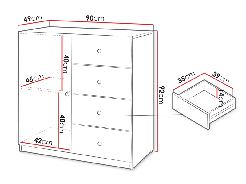 Fayric Kommode 90 cm - Beige - Oppbevaring - Oppbevaringsmøbler - Kommode - Entrekommode