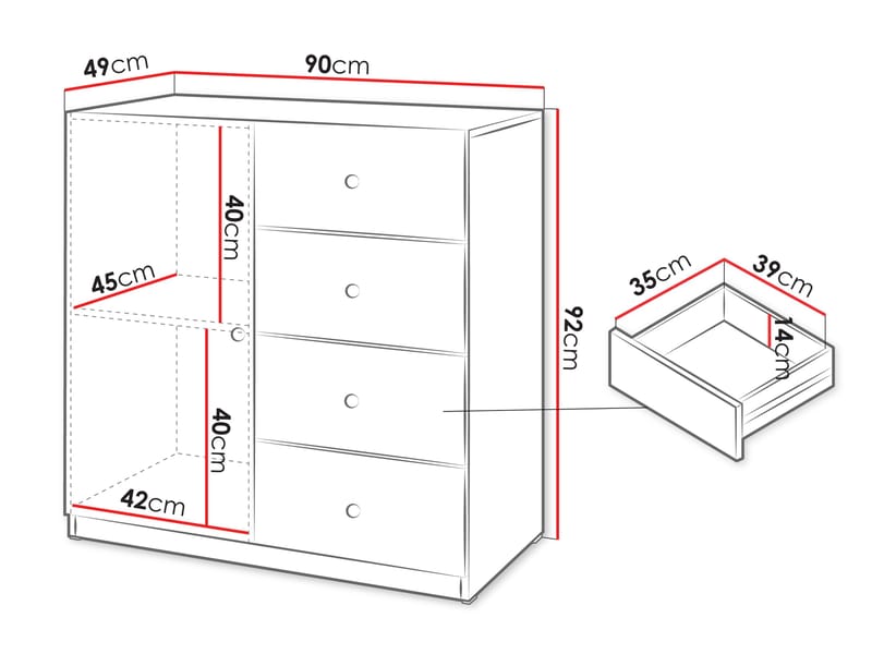 Fayric Kommode 90 cm - Beige - Oppbevaring - Oppbevaringsmøbler - Kommode - Entrekommode