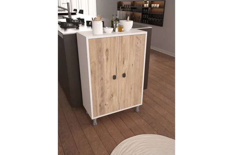 Flerbruks Kapasitetskap Sourav Atlantisk Furu / Hvit - Brun/Hvit - Oppbevaring - Oppbevaringsmøbler - Kommode - Entrekommode