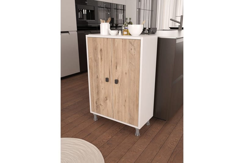 Flerbruks Kapasitetskap Sourav Atlantisk Furu / Hvit - Brun/Hvit - Oppbevaring - Oppbevaringsmøbler - Kommode - Entrekommode