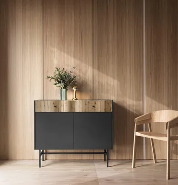 Francisca Kommode 104 cm - Svart/Eik - Oppbevaring - Oppbevaringsmøbler - Kommode