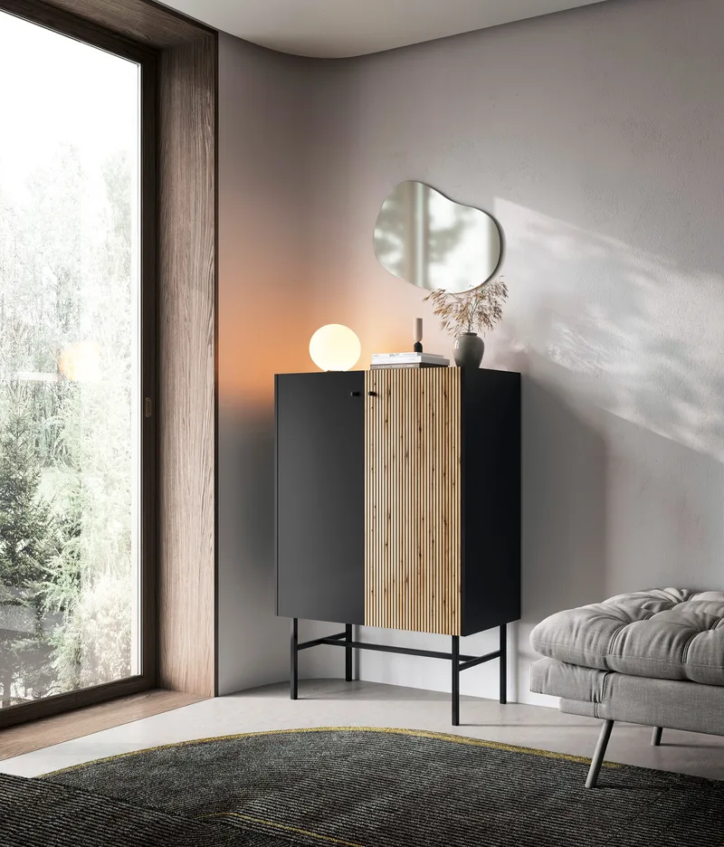 Francisca Kommode 93 cm - Svart/Eik - Oppbevaring - Oppbevaringsmøbler - Kommode - Entrekommode