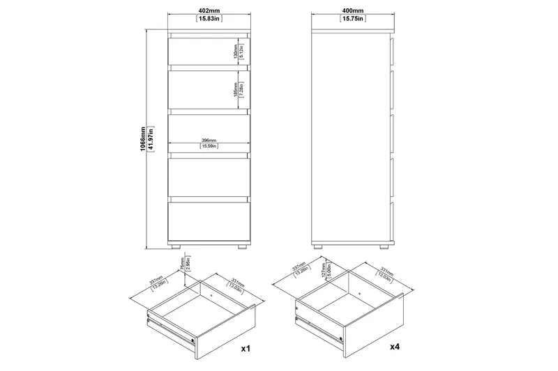 Fusterla Kommode Kommode cm - Hvit - Oppbevaring - Oppbevaringsmøbler - Kommode - Entrekommode