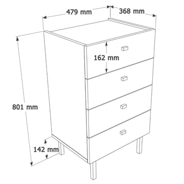 Kommode Hanah Home Luke (47,9 x 80,1 x 36,8 cm) Sand eik - Sand og eik - Oppbevaring - Oppbevaringsmøbler - Kommode