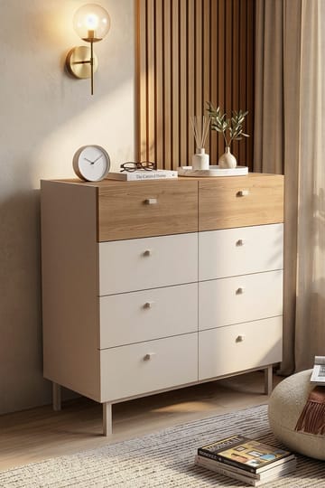 Kommode Hanah Home Luke (89,4 x 93,1 x 41,8 cm) Sand eik - Sand eik - Oppbevaring - Oppbevaringsmøbler - Kommode