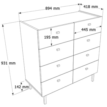 Kommode Hanah Home Luke (89,4 x 93,1 x 41,8 cm) Sand eik - Sand eik - Oppbevaring - Oppbevaringsmøbler - Kommode