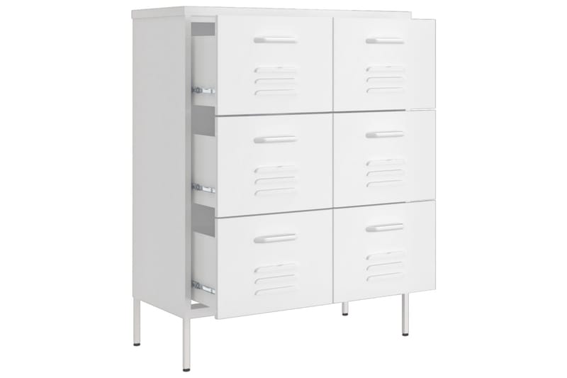 Kommode hvit 80x35x101,5 cm stål - Hvit - Gangoppbevaring - Entrekommode - Kommode