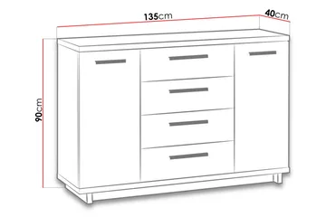 Ines Kommode 40x135 cm - Eik/Svart - Oppbevaring - Oppbevaringsmøbler - Kommode