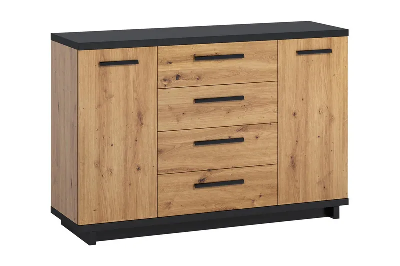 Ines Kommode 40x135 cm, Eik/Svart