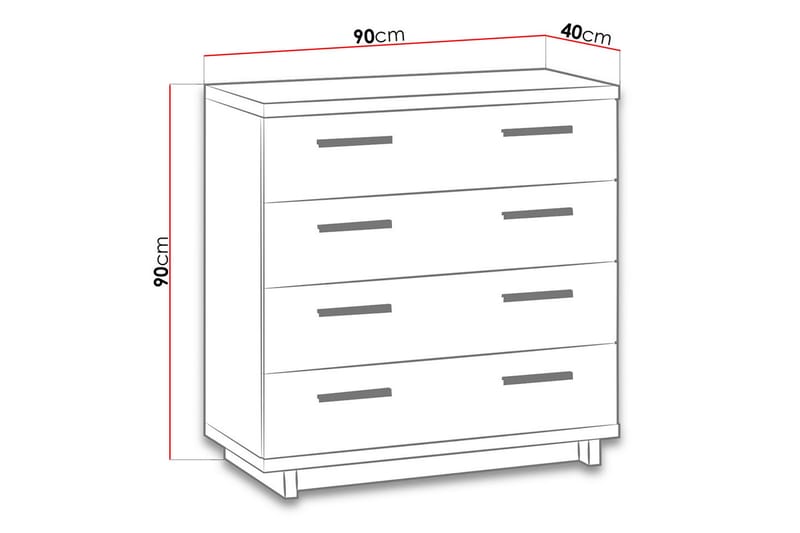 Ines Kommode 40x90 cm - Eik/Svart - Oppbevaring - Oppbevaringsmøbler - Kommode - Entrekommode