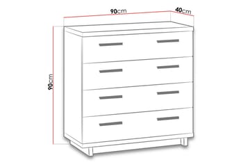 Ines Kommode 40x90 cm - Eik/Svart - Oppbevaring - Oppbevaringsmøbler - Kommode - Entrekommode