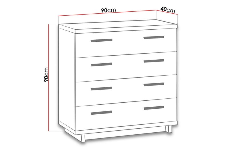 Ines Kommode 40x90 cm - Eik/Svart - Oppbevaring - Oppbevaringsmøbler - Kommode - Entrekommode