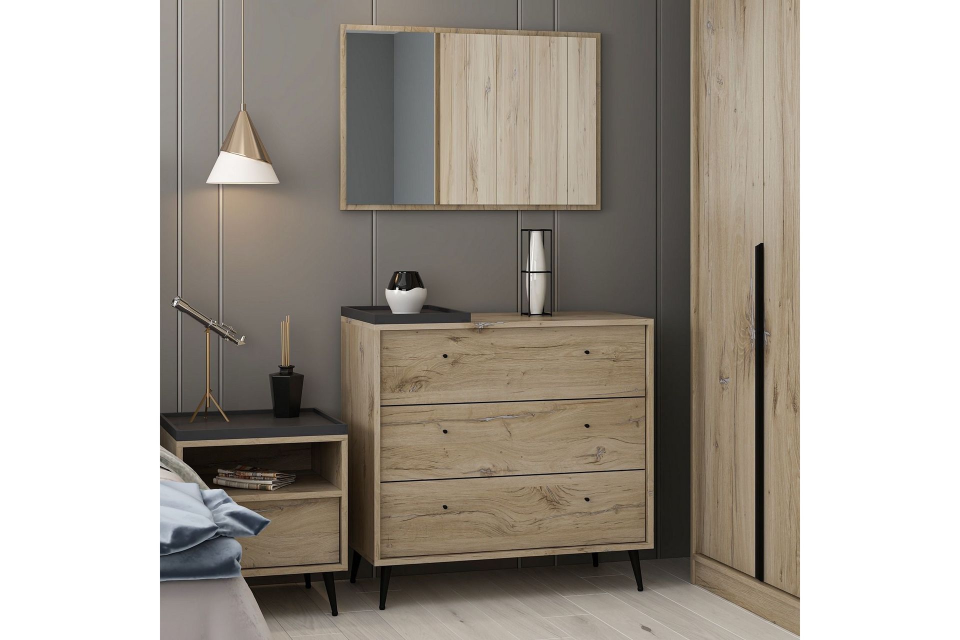 Jarlech Kommode 90 cm - Valnøtt - Oppbevaring - Oppbevaringsmøbler - Kommode - Entrekommode