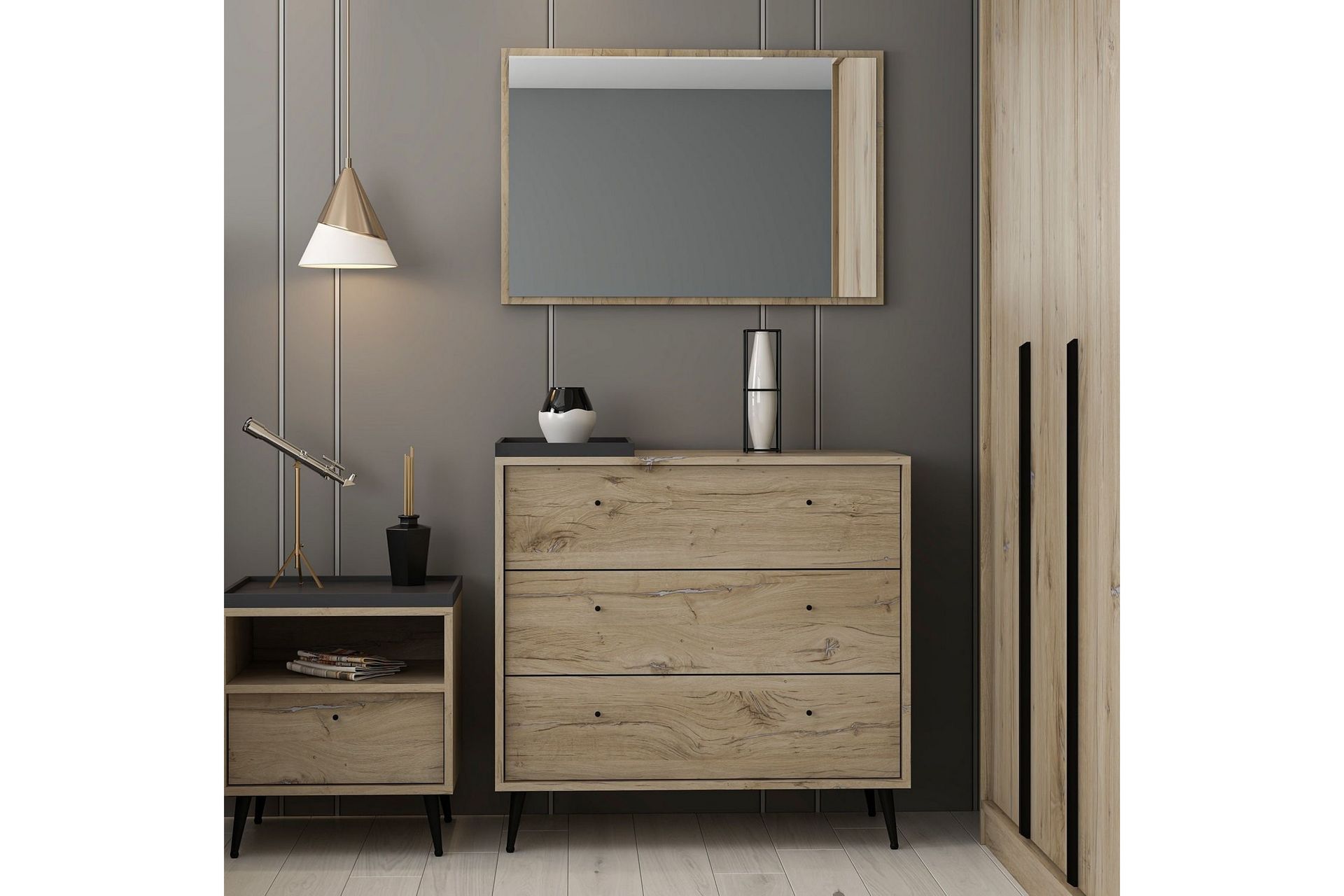 Jarlech Kommode 90 cm - Valnøtt - Oppbevaring - Oppbevaringsmøbler - Kommode - Entrekommode