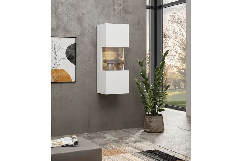 Jestine Hengende Vitrineskap 95 cm, Hvit