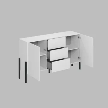 Kommode Jukon 2 dører med 3 skuffer - Hvit Supermatt, 154 cm - Oppbevaring - Oppbevaringsmøbler - Sideboard & skjenker
