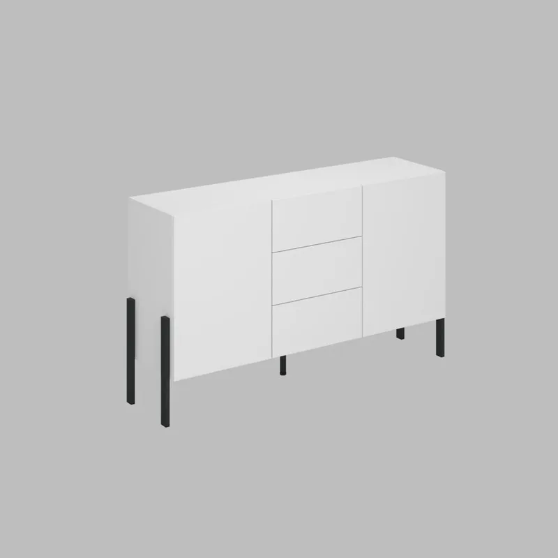 Kommode Jukon 2 dører med 3 skuffer - Hvit Supermatt, 154 cm - Oppbevaring - Oppbevaringsmøbler - Sideboard & skjenker