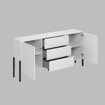 Kommode Jukon 2 dører med 3 skuffer - Hvit Supermatt, 184 cm - Oppbevaring - Oppbevaringsmøbler - Sideboard & skjenker