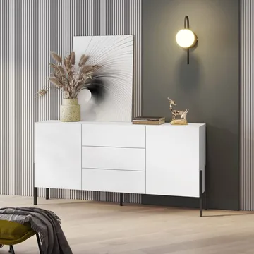 Kommode Jukon 2 dører med 3 skuffer - Hvit Supermatt, 184 cm - Oppbevaring - Oppbevaringsmøbler - Sideboard & skjenker