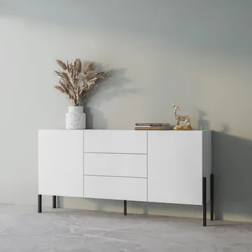 Kommode Jukon 2 dører med 3 skuffer - Hvit Supermatt, 184 cm - Oppbevaring - Oppbevaringsmøbler - Sideboard & skjenker