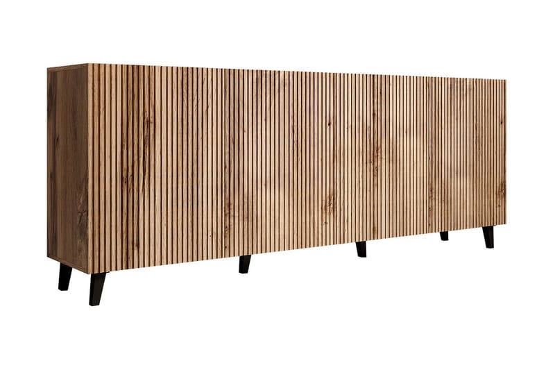 Juniskär Skjenk med oppbevaring tre 40x82x200 cm, Svart / Eik / Ribbet
