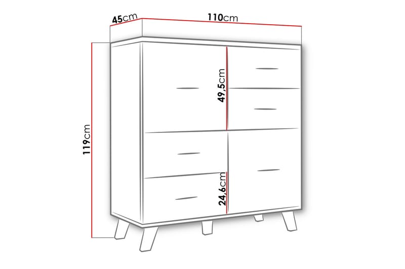 Kardos Kommode 45x110 cm - Natur/Svart - Oppbevaring - Oppbevaringsmøbler - Kommode - Entrekommode