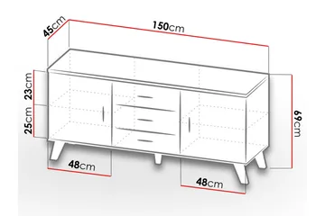 Kardos Kommode 45x150 cm - Natur/Svart - Oppbevaring - Oppbevaringsmøbler - Kommode - Entrekommode