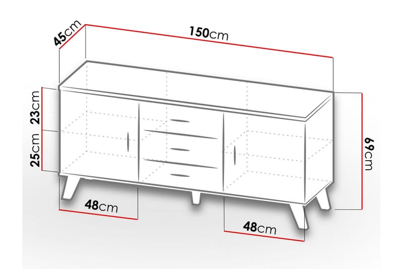 Kardos Kommode 45x150 cm - Natur/Svart - Oppbevaring - Oppbevaringsmøbler - Kommode - Entrekommode