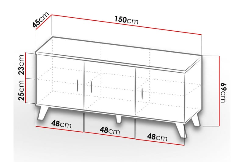 Kardos Kommode 45x150 cm - Natur/Svart - Oppbevaring - Oppbevaringsmøbler - Kommode - Entrekommode