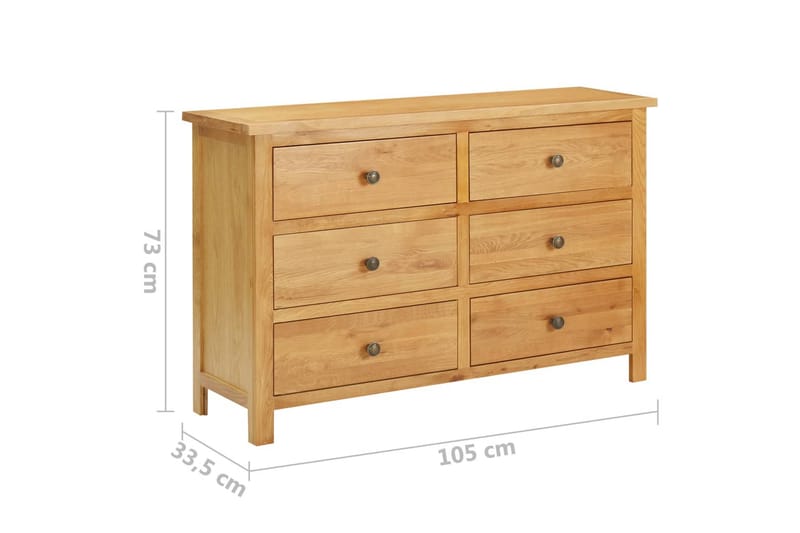 Kommode 105x33,5x73 cm heltre eik - Oppbevaring - Oppbevaringsmøbler - Kommode
