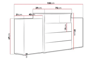 Kommode 150 cm - Hvit/Natur - Oppbevaring - Oppbevaringsmøbler - Kommode