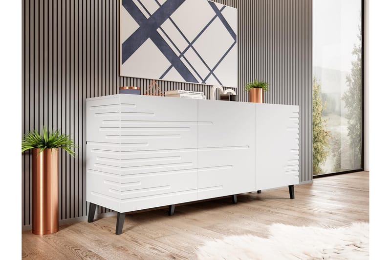 Kommode 155 cm - Hvit/Svart - Oppbevaring - Oppbevaringsmøbler - Kommode - Entrekommode