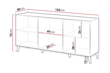 Kommode 155 cm - Hvit/Svart - Oppbevaring - Oppbevaringsmøbler - Kommode