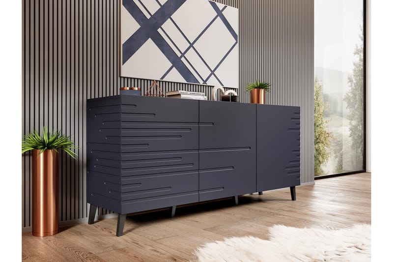 Kommode 155 cm - Marineblå/Svart - Oppbevaring - Oppbevaringsmøbler - Kommode - Entrekommode