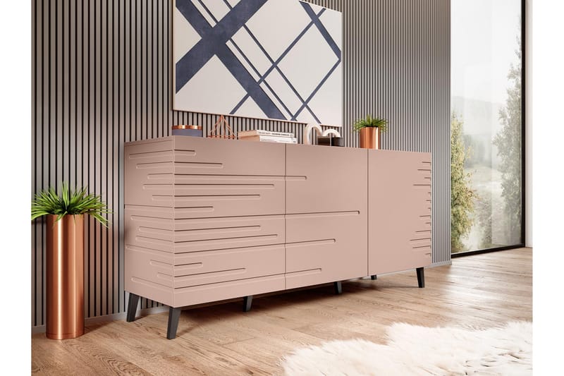 Kommode 155 cm - Rosa/Svart - Oppbevaring - Oppbevaringsmøbler - Kommode - Entrekommode