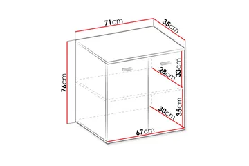 Kommode 71 cm - Hvit - Oppbevaring - Skap - Oppbevaringsskap