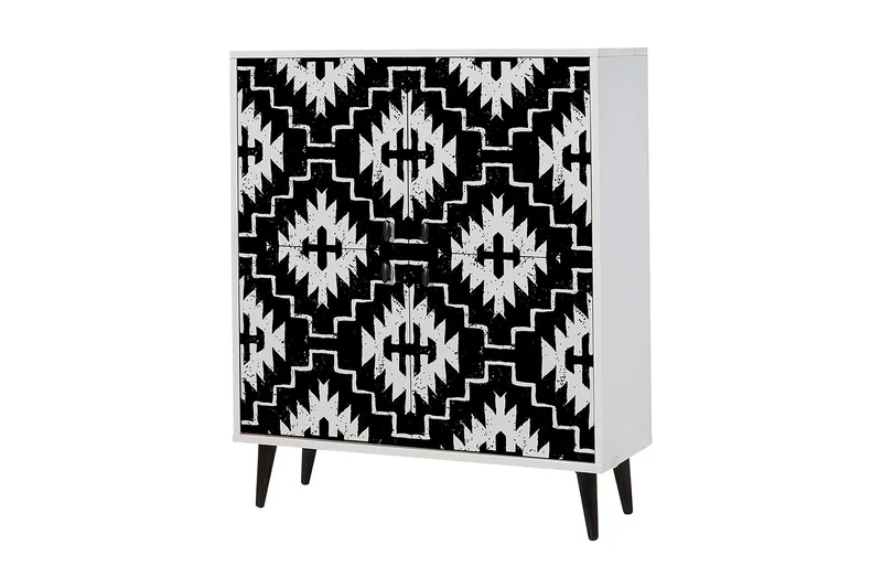 Kommode 95x111 cm, Svart/Hvit