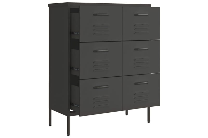 Kommode antrasitt 80x35x101,5 cm stål - Antrasittgrå - Oppbevaring - Oppbevaringsmøbler - Kommode - Entrekommode