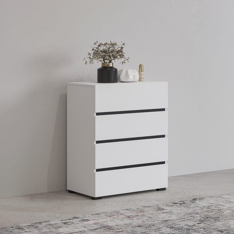 Kommode Cross med 4 skuffer - Hvit - Oppbevaring - Oppbevaringsmøbler - Kommode - Entrekommode