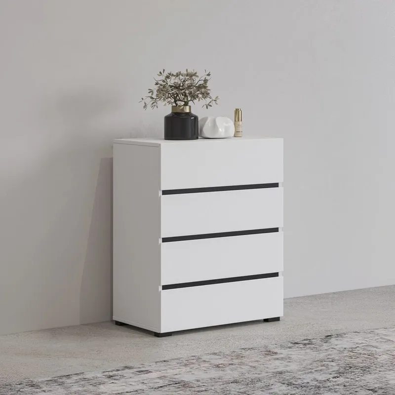 Kommode Cross med 4 skuffer - Hvit - Oppbevaring - Oppbevaringsmøbler - Kommode - Entrekommode