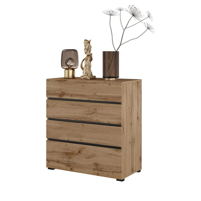 Kommode Cross S med 4 skuffer - Wotan eik - Oppbevaring - Oppbevaringsmøbler - Kommode - Entrekommode