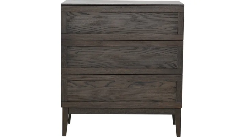 Kommode Granöy med 3 Skuffer, Brunlakkert eik