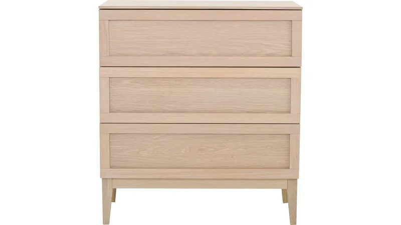 Kommode Granöy med 3 Skuffer, Hvitpigmentert eik