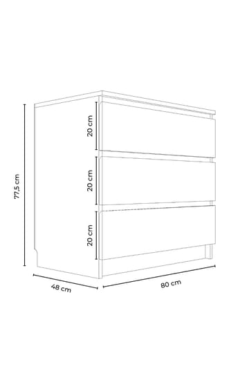 Kommode Hanah Home Derinkuyu 3 (80 x 77,5 x 48 cm) Hvit - Oppbevaring - Oppbevaringsmøbler - Kommode - Entrekommode