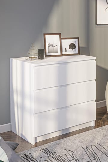 Kommode Hanah Home Derinkuyu 3 (80 x 77,5 x 48 cm) Hvit - Oppbevaring - Oppbevaringsmøbler - Kommode - Entrekommode