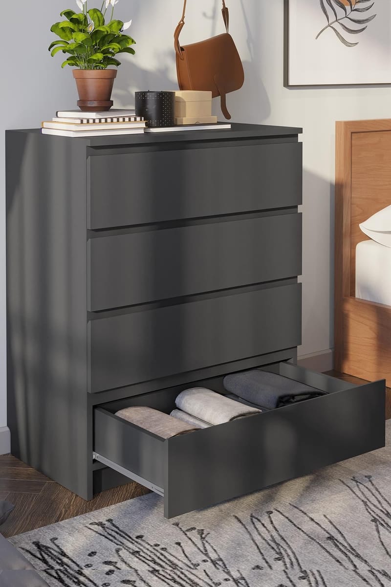 Kommode Hanah Home Derinkuyu 4 (80 x 100 x 48 cm) Antrasitt - Oppbevaring - Oppbevaringsmøbler - Kommode - Entrekommode