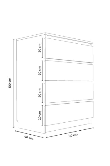 Kommode Hanah Home Derinkuyu 4 (80 x 100 x 48 cm) Antrasitt - Oppbevaring - Oppbevaringsmøbler - Kommode - Entrekommode