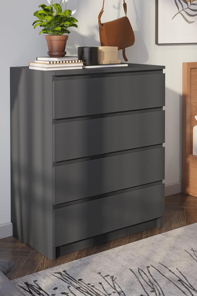 Kommode Hanah Home Derinkuyu 4 (80 x 100 x 48 cm) Antrasitt - Oppbevaring - Oppbevaringsmøbler - Kommode - Entrekommode