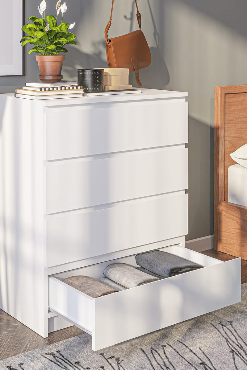 Kommode Hanah Home Derinkuyu 4 (80 x 100 x 48 cm) Hvit - Oppbevaring - Oppbevaringsmøbler - Kommode - Entrekommode